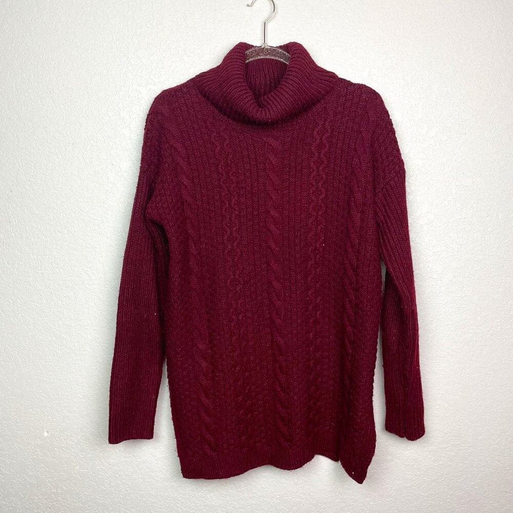FOREVER 21 Burgundy Tunic Length Turtleneck Sweater Size M
